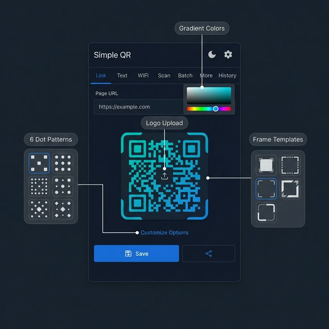 QR code customization and export options